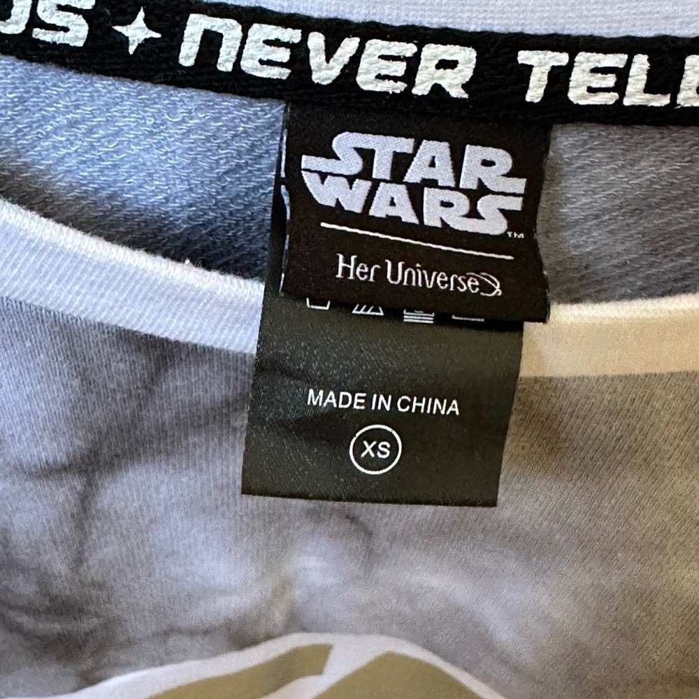 Her Universe Star Wars Sweatshirt Women XS Grey White Tie-Dye Metallic Logo - Picture 6 of 9